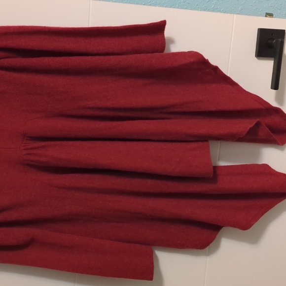 Claudia Nichole Red Maroon Cashmere Open Front Asymmetrical Fall Boho Cardigan S - Picture 5 of 5